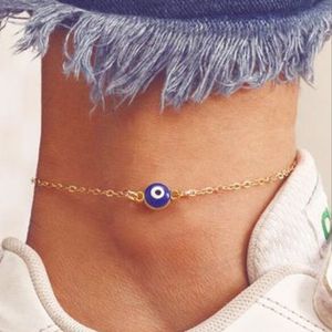 2021 Bohemian Beads Anklet Bracelet pour femme Chaîne de jambe Bleu Pendentif Eye Pendentif Ankée Summer Beach Foot bijoux