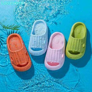 2021, zapatillas deslizantes para niños y niñas, suela gruesa suave, zapatillas de playa y piscina de secado rápido, zapatos planos de agua para piscina, zapatos de casa EVA para niños pequeños G1218