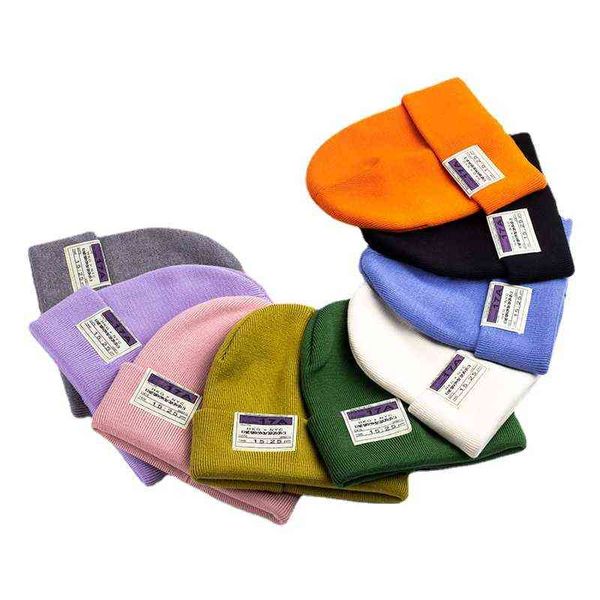 2021 Marca Sombreros de punto Sombrero Invierno Cálido Sombreros de esquí Hombres Mujeres Multicolor Skullies Caps Soft Elastic Cap Sport Bonnet J220722