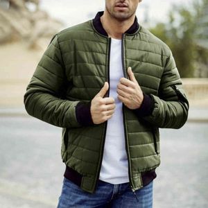 2021 Merk Mannen Casual Down Jacket Mode Dikke Winddichte Standkraag met Pocket Casual Warm Mannelijke Jas Patchwork Lange Mouw G1108