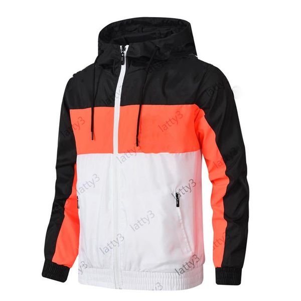 2021 Marque Hommes Mode Coupe-vent Modèle Lettre Imprimer Manteau Mince Football Football Manches Longues Fermeture À Glissière Vestes De Sport Courir Sportswear