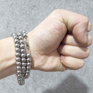 2021 flambant neuf femmes hommes perlé chaîne couleur argent en acier inoxydable à la main bijoux boule chaîne Bracelet collier 8mm choisir