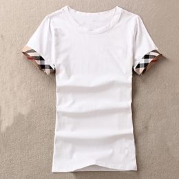 Nuevas camisas de mujer, camiseta ajustada de algodón 100% para mujer, camiseta de manga corta para mujer, camisetas finas blancas puras, camiseta para mujer de talla asiática