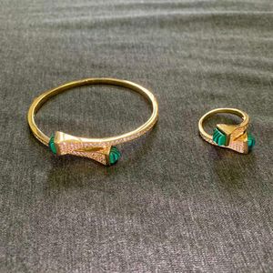 2021 Merk Pure Sterling 925 Zilveren Sieraden Voor Vrouwen Piramide Bangle Ringen Sieraden Set Natuurlijke Edelsteen Gouden Armband Ring Set2235