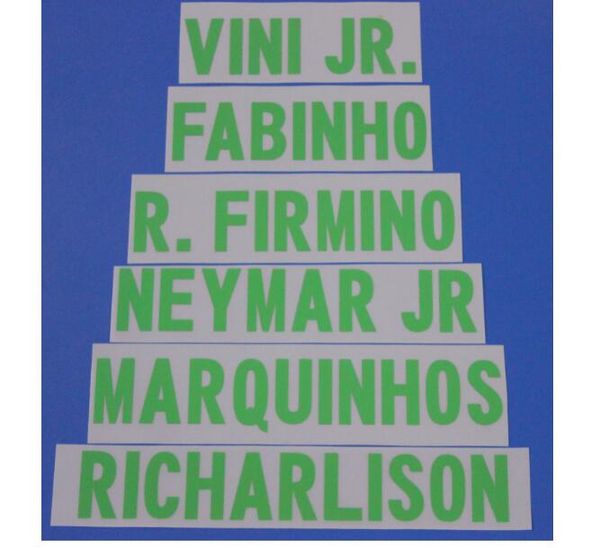 Ensemble de noms de football de l'équipe nationale du Brésil 2021 R.FIRMINO Personnaliser le nom A-Z Numéro 0-9 Imprimer le patch de police du joueur de football