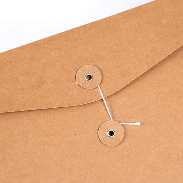 2021 papier kraft brun A5/A4 porte-documents sac de rangement de fichiers enveloppe de poche avec cordon de rangement serrure pochette de fournitures de bureau