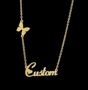 2021 BT Sieraden Geschenk Staintls Staal Frosted Custom Name Butterfly Necklace323O3165183