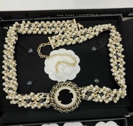 2021 C Brand Bijoux de mode Femmes Vintage Chaîne épaisse longue ceinture Gold Couleur perles en cuir noir Party Fine Top Qulaity4842833