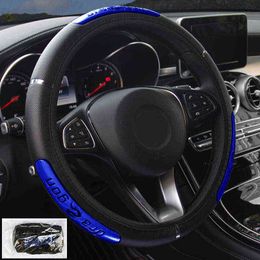 2021 Auto -stuurwielafdekkingen 100 gloednieuwe reflecterend synthetisch leer Elastisch China Dragon Design Cars Steeringswielbeschermer J220808