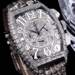 2021 Casablanca 8880 Iron Croco Miyota Quartz Chronograph Mens Horloge Grijs Dial Black Number Markers American Python Lederen band Stopwatch Puretime F01B2