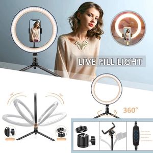 2021 iluminación accesorios de fotografía para teléfono móvil soporte de trípode escritorio regulable 10 pulgadas luces de relleno en vivo LED maquillaje luz Selfie anillo