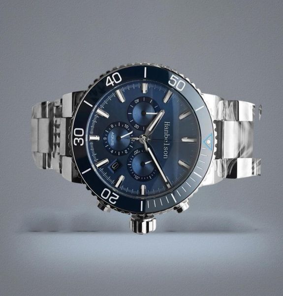 2021 Céramic Cornight Mens Sport Watches Blue Face VK 63 Quartz Moviewswarchs Chronograph Watch 46mm Black Date Metal Montre 1821606