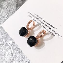 2021 encanto diseñador de lujo joyería colgantes pendientes de oro rosa de buena calidad aretes de moda con incrustaciones de diamantes multi facetado de cristal de caramelo diseño de aretes para mujer