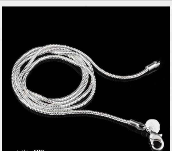 2021 barato a granel de 2 mm 925 plata de ley cadenas de serpiente de langosta Class de langosta collares para mujeres Hombres Joyería Tamaño 16 18 20 22 24 pulgadas Barco rápido