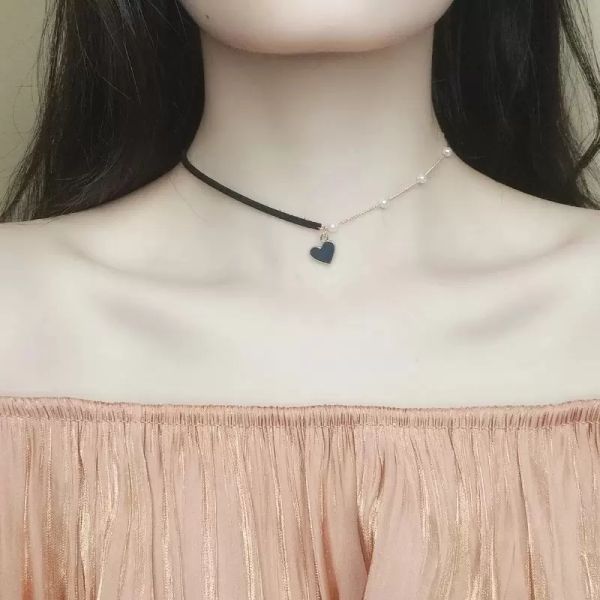 2021 Chic noir rouge velours perles perles collace couloir collier pendentif collier bijoux