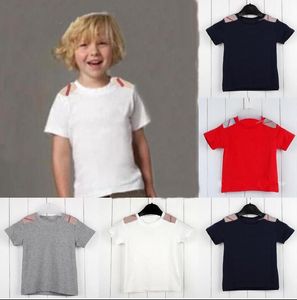 2021 Kinderen T-shirts Baby Jongens Meisjes Korte Mouwen Tops Plaid Tees Ademende kleding Shirt Kids Zomer 4 Kleurenkleren