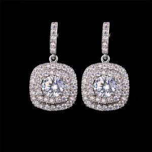 2021 Choucong Marque Dangle Boucle D'oreille De Luxe Bijoux 18k Or Blanc Remplir Rond Coupe Topaze Saphir Haute Qualité Parti Promise Femmes De Mariage Boucles D'oreilles Cadeau