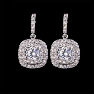 2021 Choucong Brand Dangle Earring Luxe sieraden 18K White Gold Fill Round Cut Topaz Sapphirre Hoge kwaliteit Party Promise Women Weddin 298W