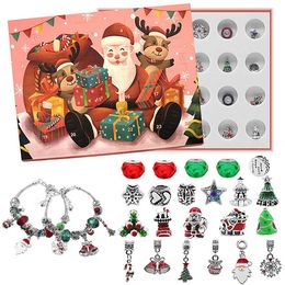 2021 Kerst Advent Kalender DIY Kerstcadeaus Charm Sieraden Armband Ketting maken Kit voor meisjes Xmas aanwezig