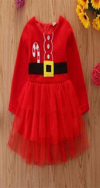 2021 Navidad Baby Girls Vestido de encaje Manga larga Otoño Invierno Recién nacido Children039s Vestidos Moda Rojo Casual Cuello redondo Paño9097314