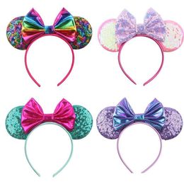 2021 Kerst Cosplay Hoofdtooi Hoopprinses Glitter Muis Oren Hoofdband Grote Sequin Bow Band voor meisjes Dames Haaraccessoires