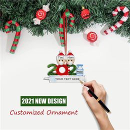 2021 Kerstdecoratie Quarantaine Ornamenten Familie van 1-9 Heads DIY Tree Hanger Accessoires met touwhars SD16