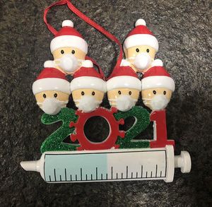 2021 Kerstdecoratie Quarantaine Ornamenten Familie van 1-7 Hoofden DIY Tree Hanger Accessoires met Touw Hars PVC Home Decor
