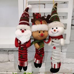2021 Kerstdecoraties Swing Spring Foot Pop Santa Claus Snowman Elk Pluche Doll Hanger Xmas Gift Fidget Speelgoed