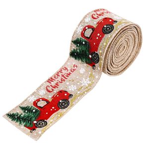 Décorations de noël Vintage camion toile de jute ruban emballage cadeau de noël bricolage tissu tourbillon ruban grossiste 2023