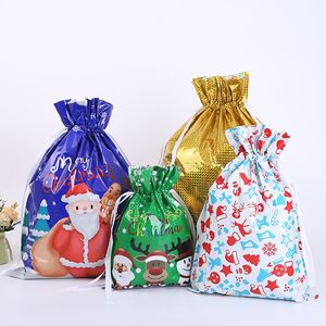 2021 Noël Cordon Wrap cadeaux feuille d'aluminium Organisateur Cadeau faveur titulaire sacs Pack promotion des affaires en gros paquet sac Pochettes Réutilisable