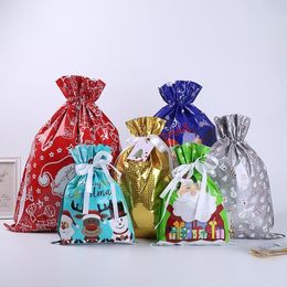 2021 sac d'emballage cadeau de Noël cordon Santa Candy Sack flocon de neige nouvel an sacs porte-bonheur stockage décoratif fournitures d'emballage