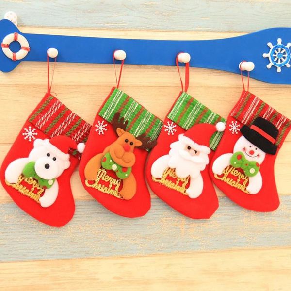 2021 Chaussettes suspendues de Noël Sac cadeau de bonbons mignon bonhomme de neige père noël cerf ours bas de Noël pour arbre de Noël décor pendentif FY7179