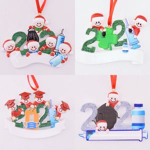 2021 colgante de Navidad DIY nombre escrito a mano bendición decoración de fiesta familiar con personajes de dibujos animados 80 estilos