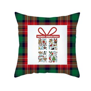 2021 Kerstmis Red Green Plaid Kussensloop Santa Claus Peach Skin Kussen Kussenhuis Kussenslip Decoraties 10 stijlen