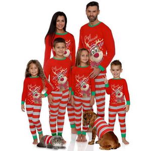 2021 pijamas a juego de la familia de Papá Noel de Navidad conjunto de pijamas de chico adulto mameluco de bebé lindo Santa ciervo pingüino Navidad trajes familiares H1014