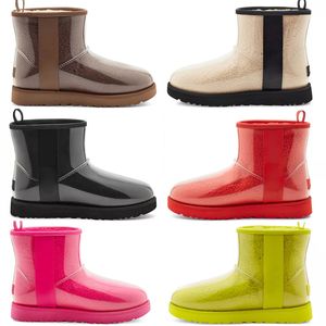 Designer vrouwen australië australische laarzen winter sneeuw harige satijnen laars enkellaarsjes bont lederen outdoor schoenen #57