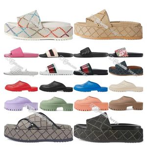 Diseñador 60 mm Sandalias de tacón Sandalia Mujer Mujer para zapatillas Chanclas deslizantes Lujo Plano Grueso Bordado inferior Impreso Zapatos de vestir de goma plataforma