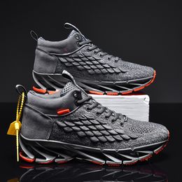 2021 classic cross-border large size men womens shoes thick-soled solid color casual sports front lace-up high-top round toe red shoe code W-6879