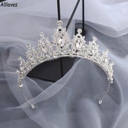 Zilveren Kristallen Bruidskronen Hoofddeksels Sparkle Beaded Tiara's Voor Vrouwen Feestceremonie Bruiloft Bruiden Haaraccessoires Sieraden Hoofddeksels AL8380