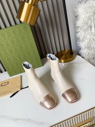 2021 Klassieke Mode Dames Lage Hak Square Teen Boots Lederen Designer Style Schoenen Maten 35-43