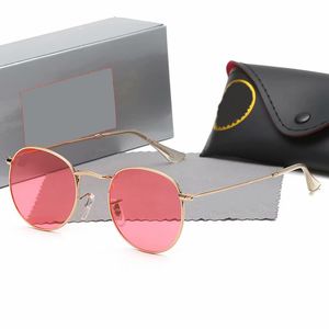 2022 Classic Round Design UV400 Eyewear Sunglasses Metal Gold Frame Sun Glasses Men Women Mirror Sunglasses Polaroid glass Lens