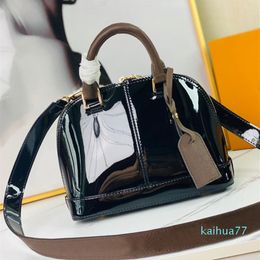 2021 Borsa classica a conchiglia Damier in pelle verniciata Griglia Borse da donna Borsa a tracolla in tela Borsa shopping Tote wellt271t