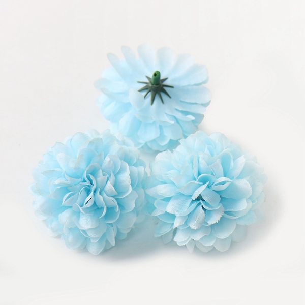 2021 flores artificiales de tela 5cm bola DIY cabeza de flor de crisantemo guirnalda de boda accesorios de sombrero de paja