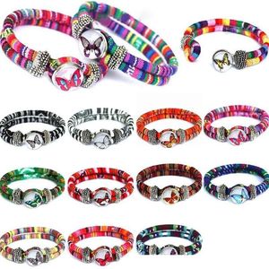 2021 colores, pulseras con abalorio con broche de jengibre para mujer, cuerda trenzada, botón a presión, brazalete, pulsera envolvente, pulsera para joyería DIY de moda