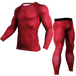2021 Compression hommes Jogging costume chaud hiver Fitness gymnase sous-vêtement thermique entraînement vêtements sport costume survêtement 3XL Y1221