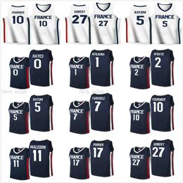 2021 Country Team France Basketball Jerseys Men Woman Youth Rudy Gobert 27 Nicolas Batum 5 Guerschon Yabusele 7 Frank Ntilikina 1 Evan Fournier 10 Vincent Poirier