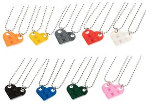 2021 Couples Collier en forme de pendentif coeur en briques pour l'amitié 2 bijoux en deux pièces à base d'éléments lego Valentine039 Day G1734436