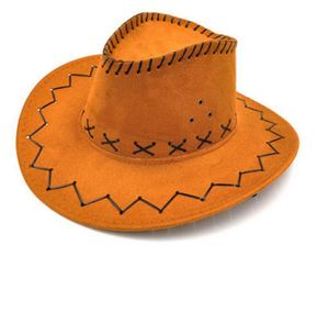 2021 Chapeau de cowboy Nouveau look en daim Wild West Déguisements Hommes Ladys Cowgirl Unisexe Adulte Femmes Hommes Enfants Visière Chevalier Large Brim Chapeaux