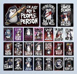 2021 Crazy Penguin Metal Tin Signo de estaño de metal Funny Metal Poster Pintura de hierro Pub Pub de la sala Decoración de la pared Placa decorativa de metal 207390396