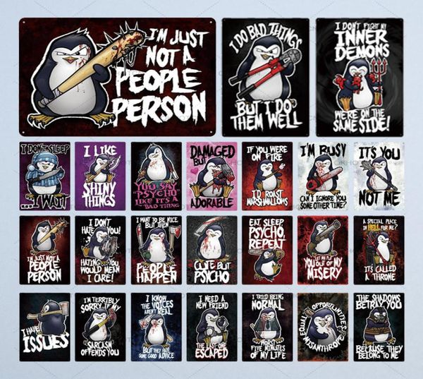 2021 Crazy Penguin Metal Tin Sign Funny Metal Movie Poster Iron Painting Home Pub Salon Décoration murale Plaque métallique décorative 206717404